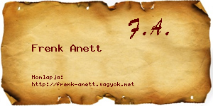 Frenk Anett névjegykártya
